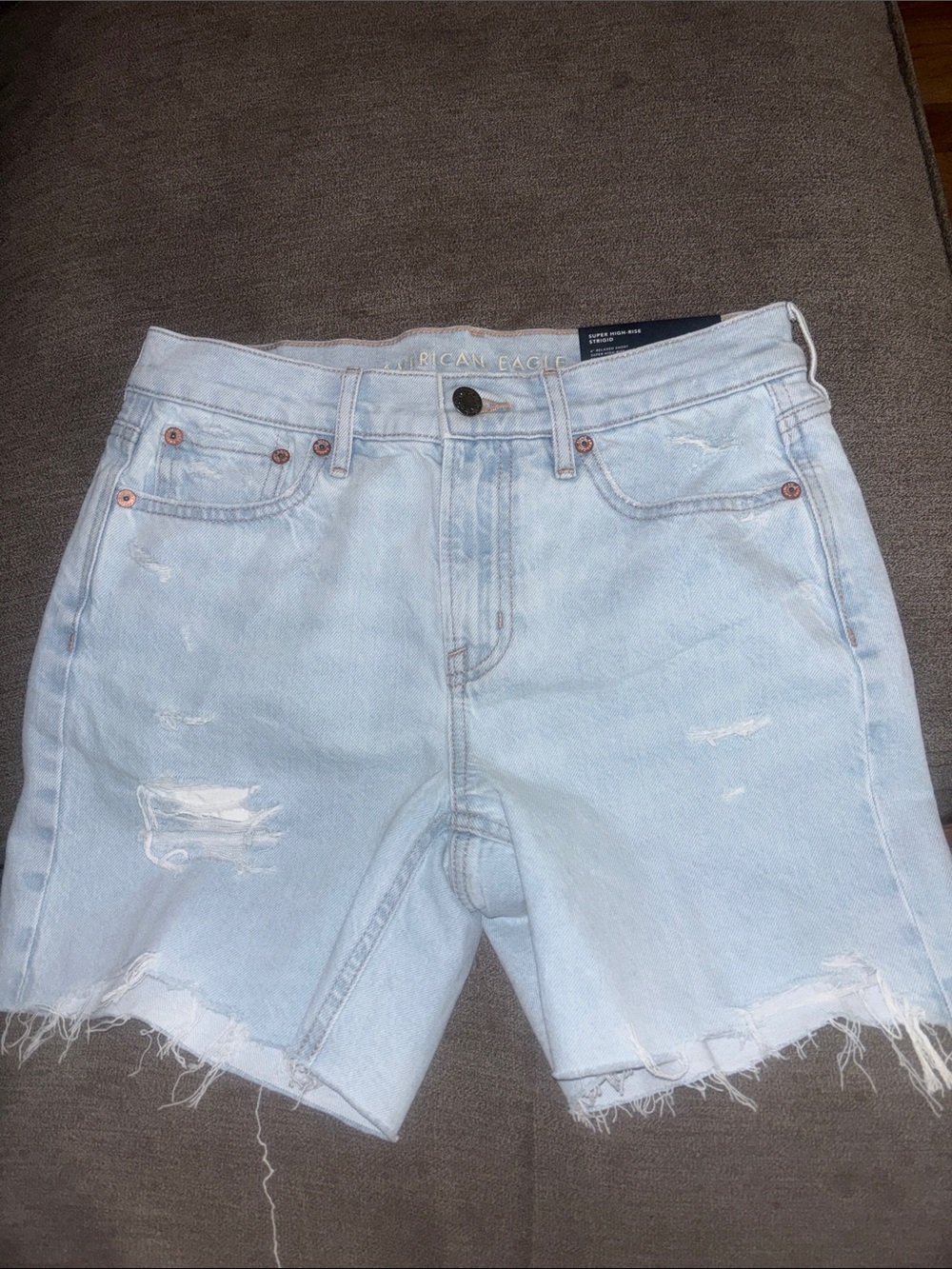 American Eagle Outfitters Light Blue Distressed Denim Shorts